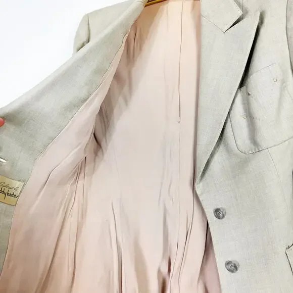 Vintage 50s embroidered beige blazer Tailored by Buddy Bates Size XS - Picture 6 of 11